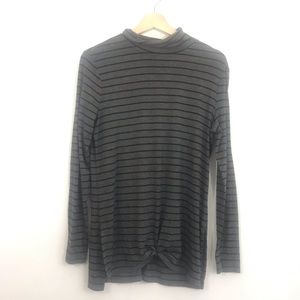 Athleta Striped Cowl Neck Sweater Charcoal Grey Women's S
